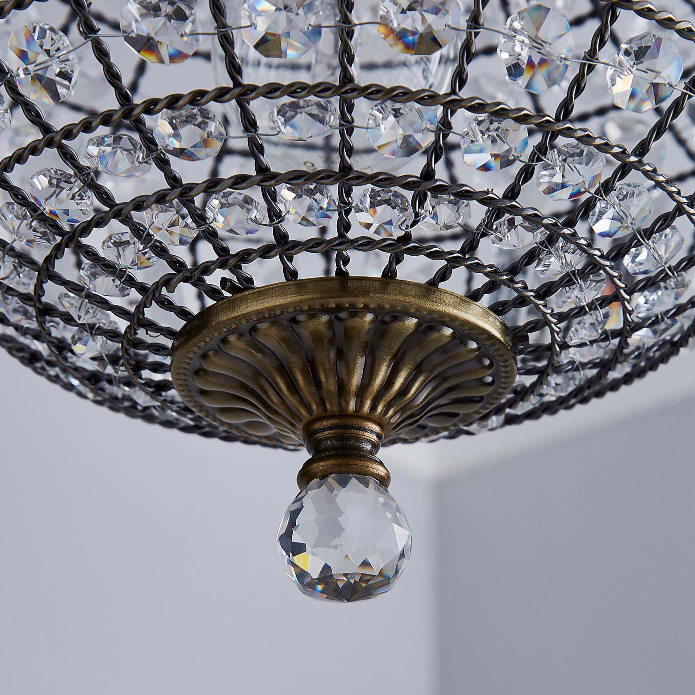 Knightsbridge Crystal Antique Brass Chandelier