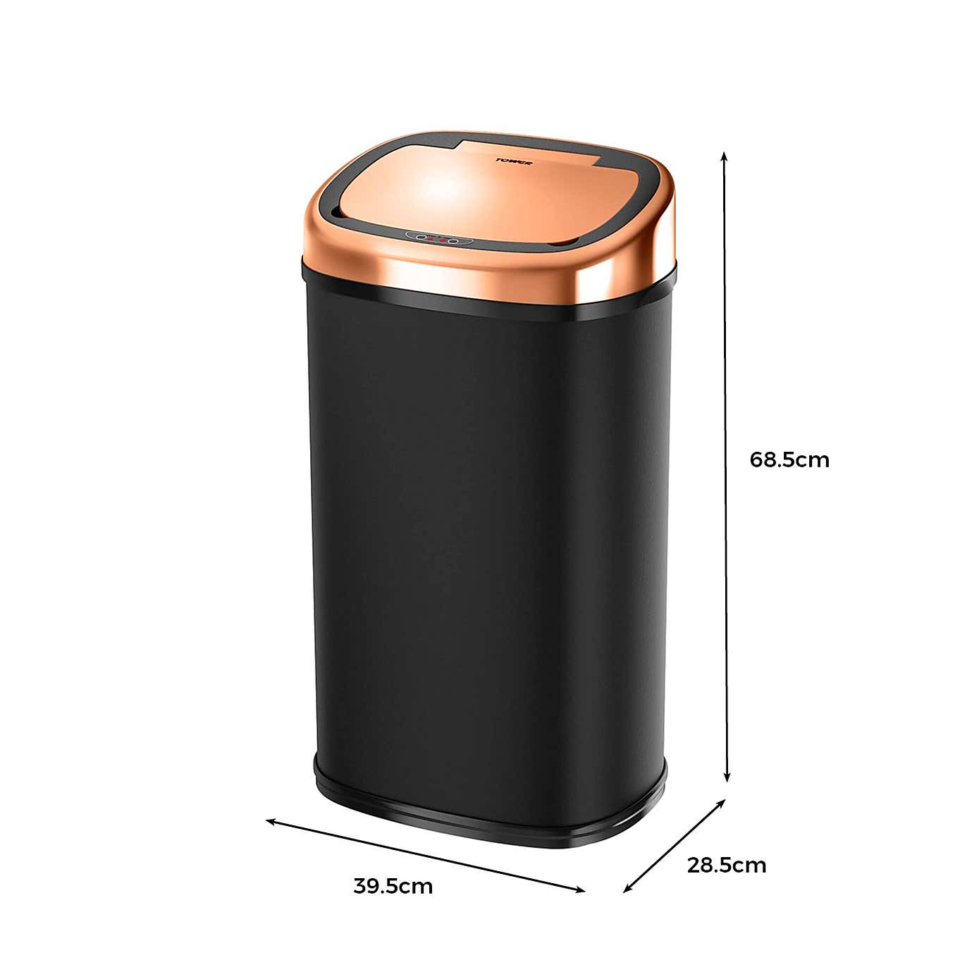 Tower Rose Gold 58L Square Sensor Bin