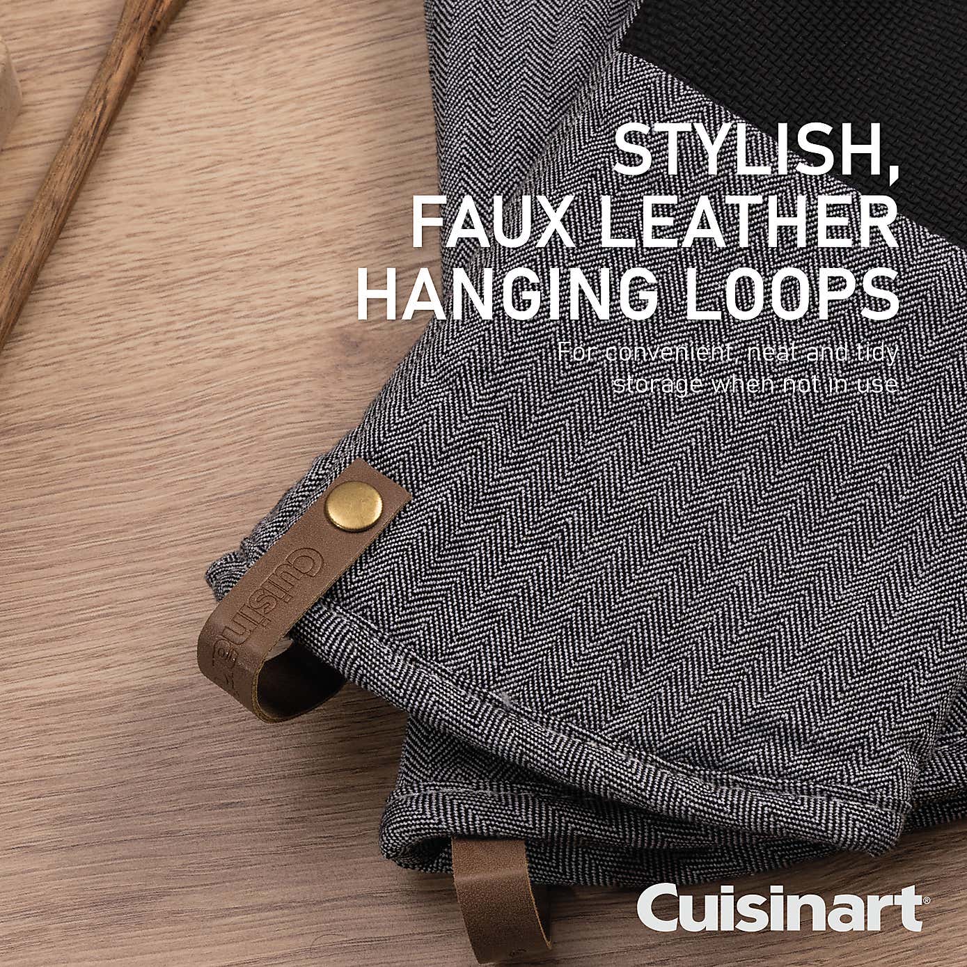 Cuisinart Set of 2 Grey Striped Tea Towels and Single Oven Gloves