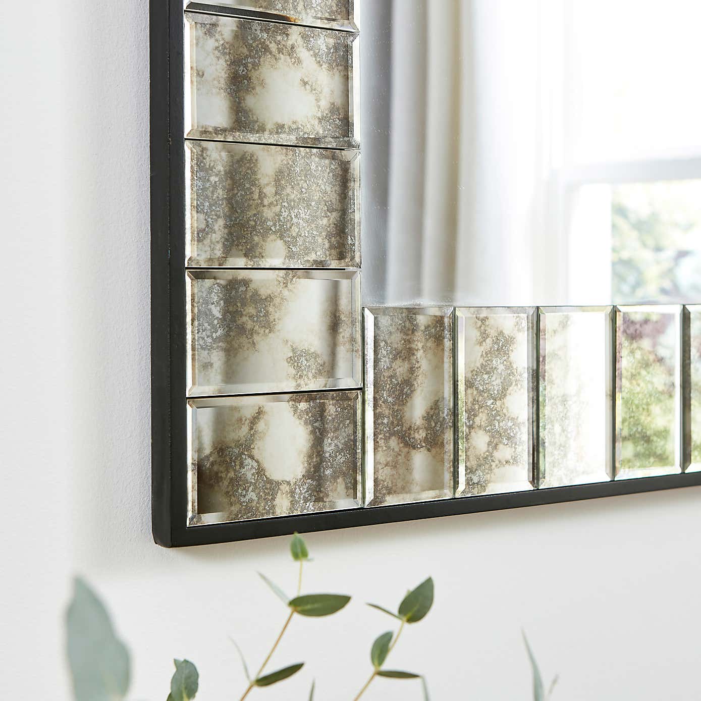 Antique Printed Edge Wall Mirror, 150x80cm