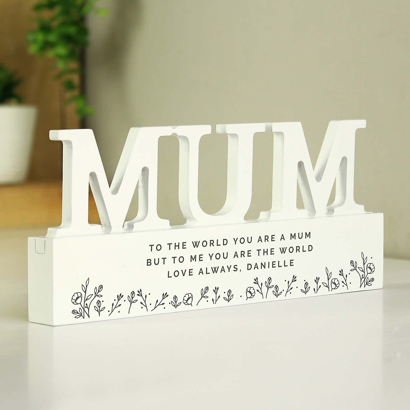 Personalised Floral Wooden Mum Ornament