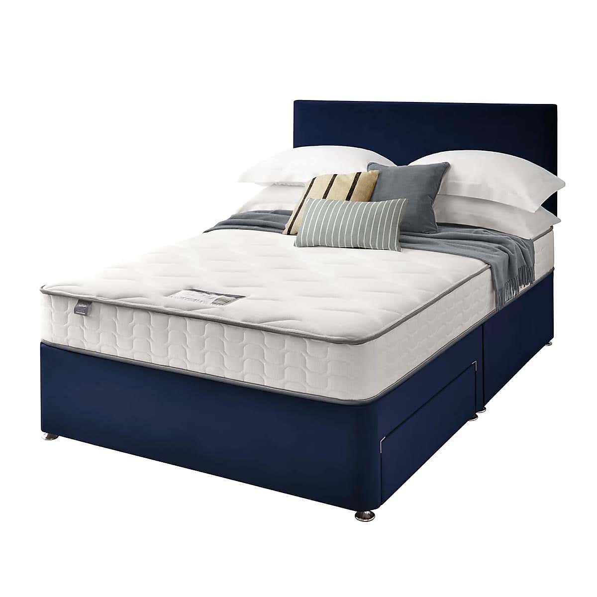 Silentnight 2 Drawer Divan Bed With Velvet Paris Headboard