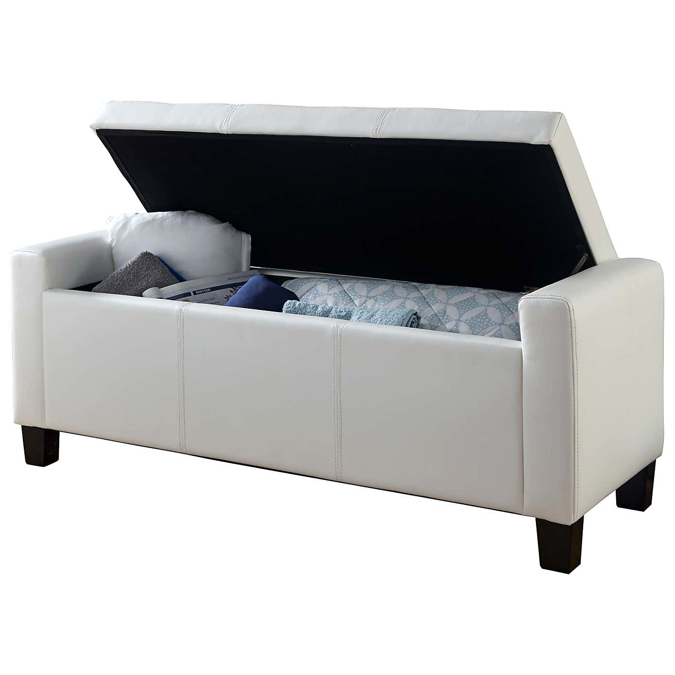 Verona PU Leather Ottoman Bench White