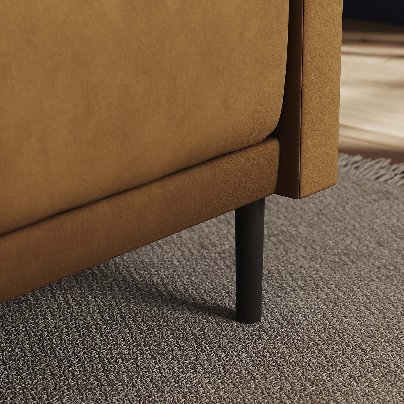 Mae Corner Dining Bench, Matte Plush Velvet