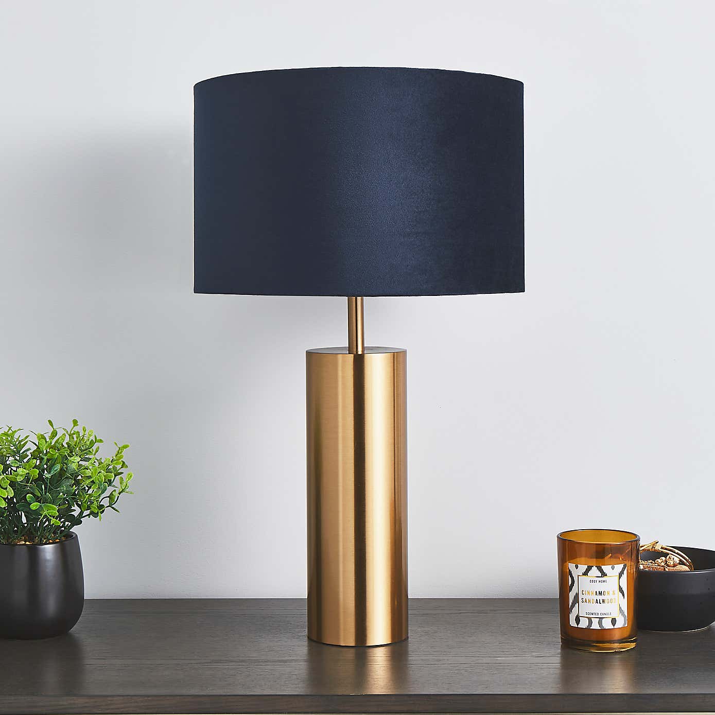 Nesa Brushed Gold and Green Velvet Touch Dimmable Table Lamp