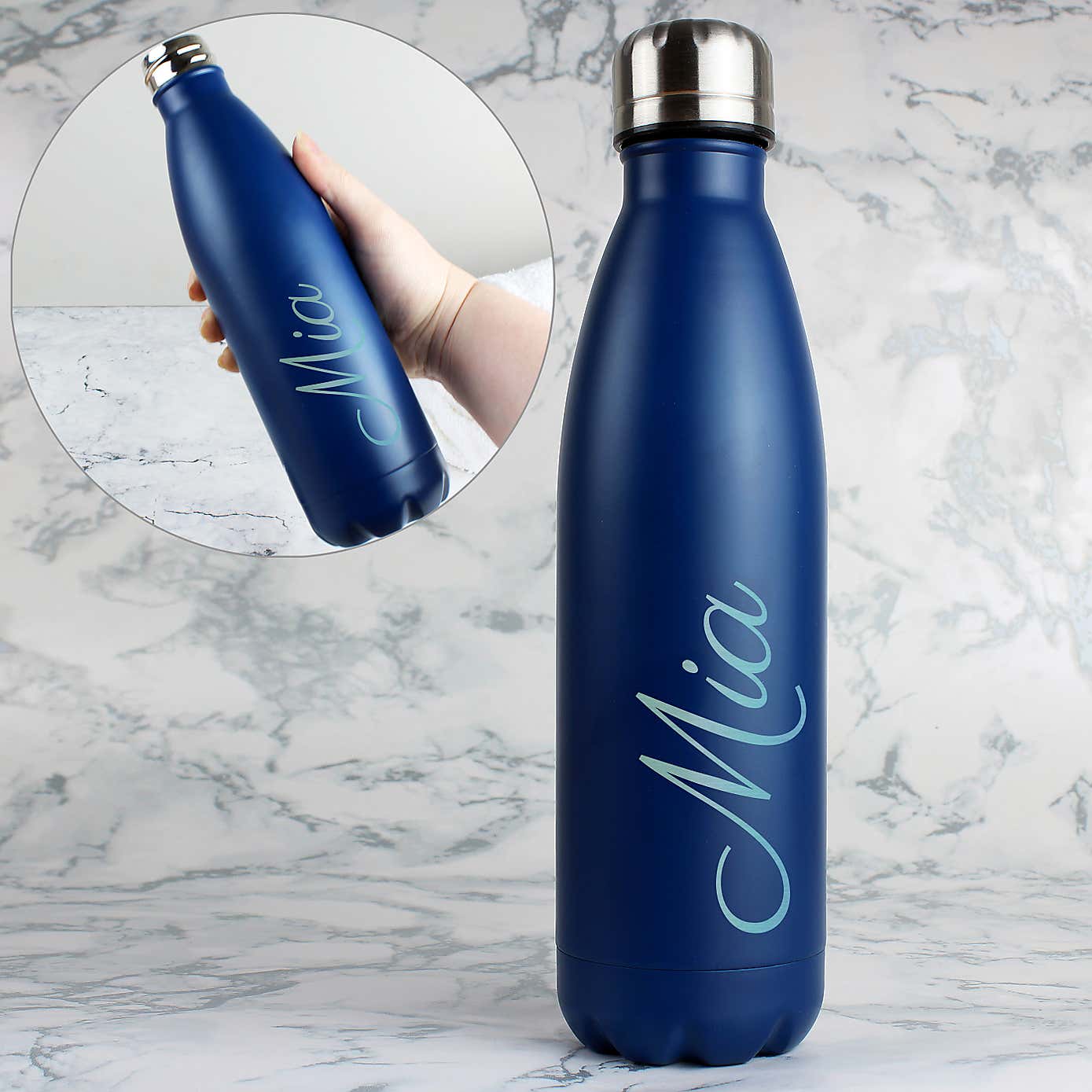 Personalised Metal Insulated Drinks Bottle Blue