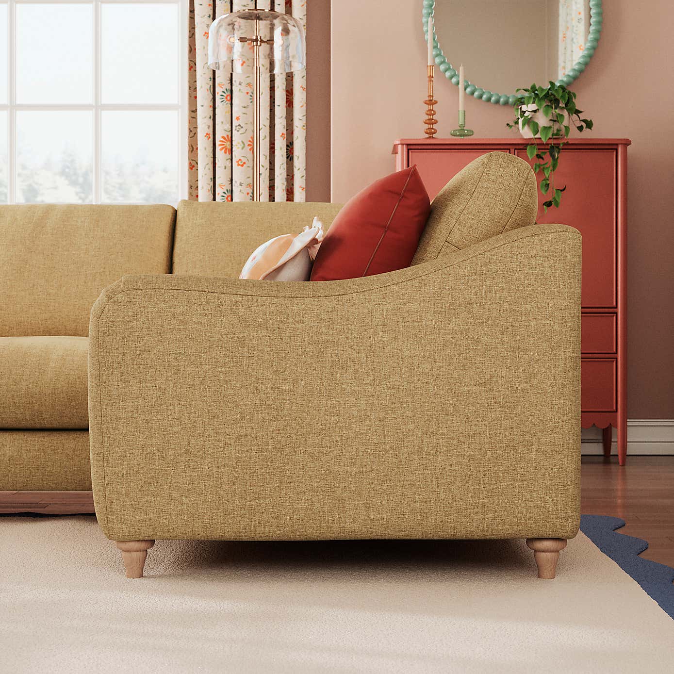 Hattie Slub Faux Linen Corner Sofa