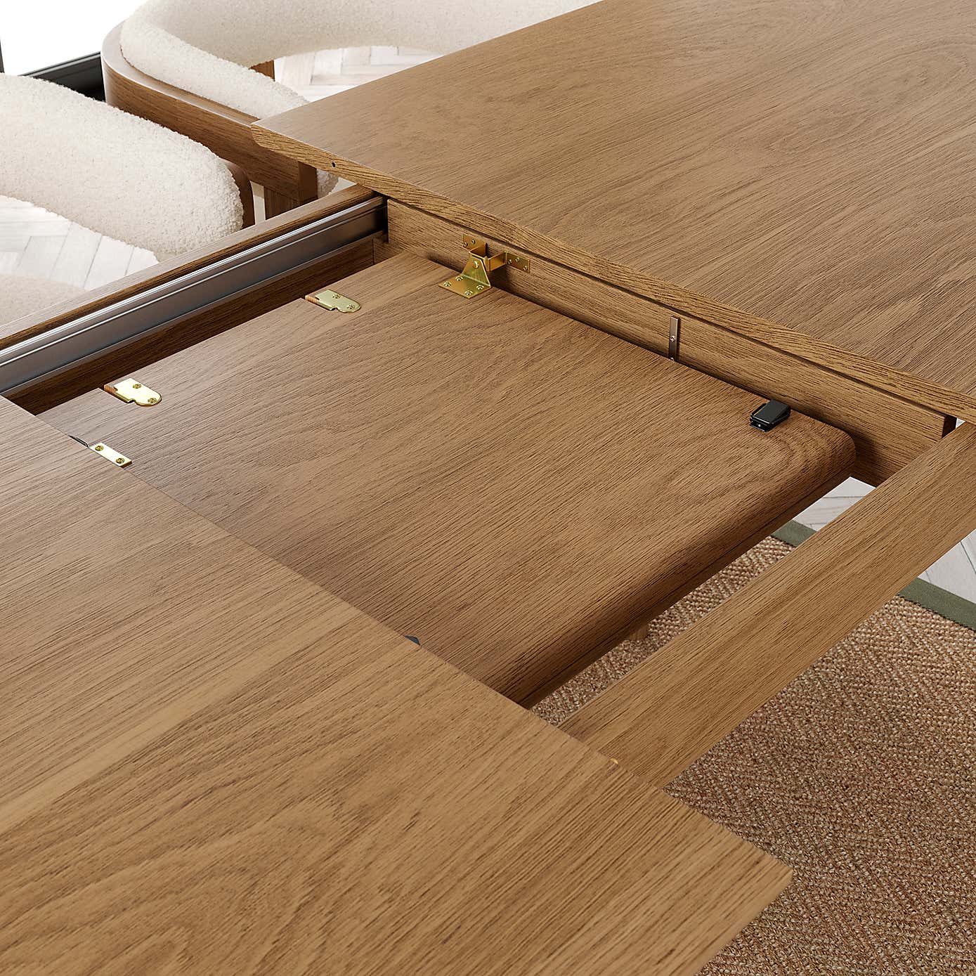 Karla Rectangular Extendable Dining Table with 4 Cordella Dark Stained Oak Dining Chairs