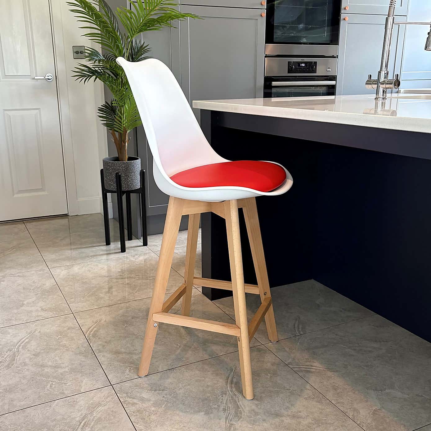 Fusion Living Soho White Plastic Bar Stool