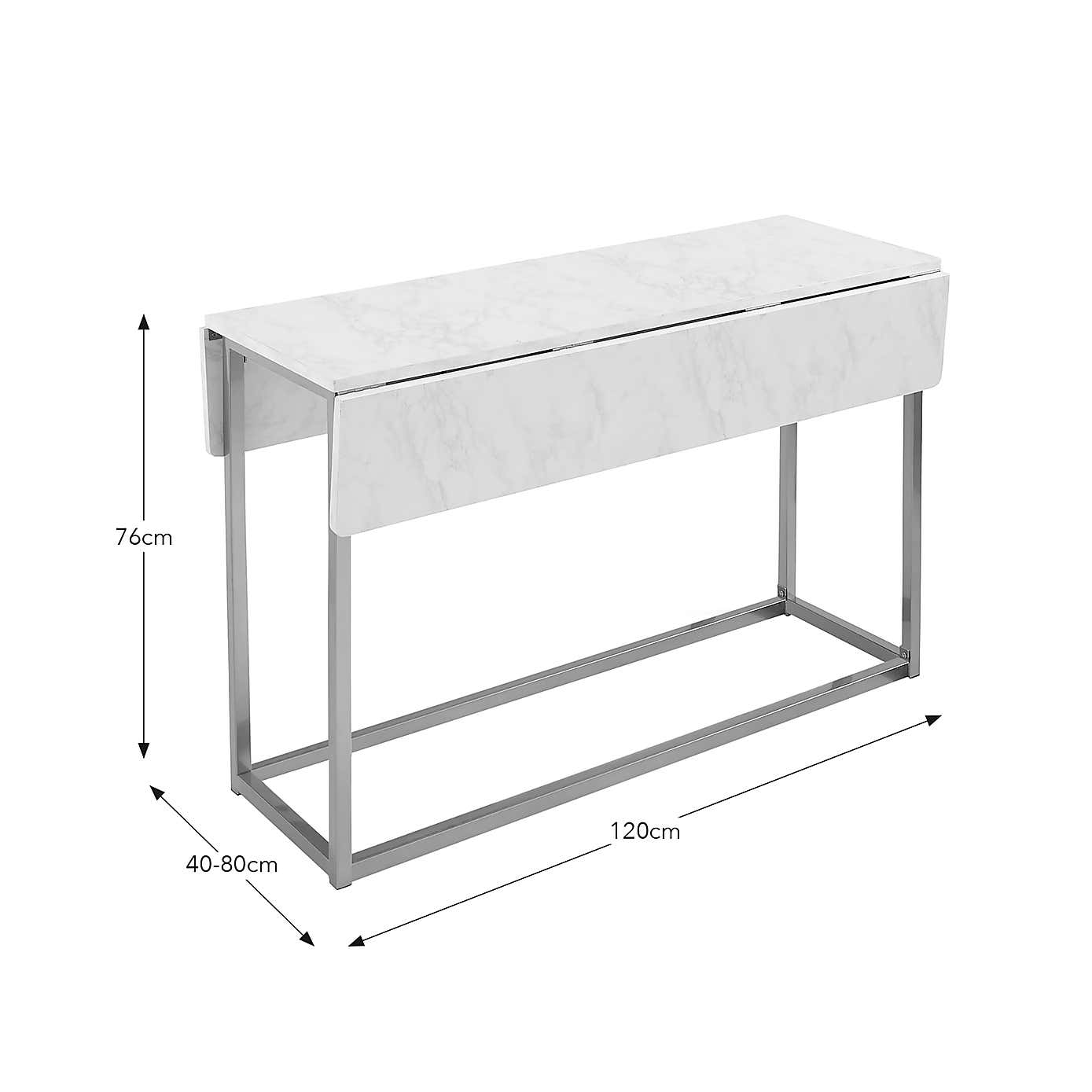 Kendall Console Dining Table, 40cm to 120cm White
