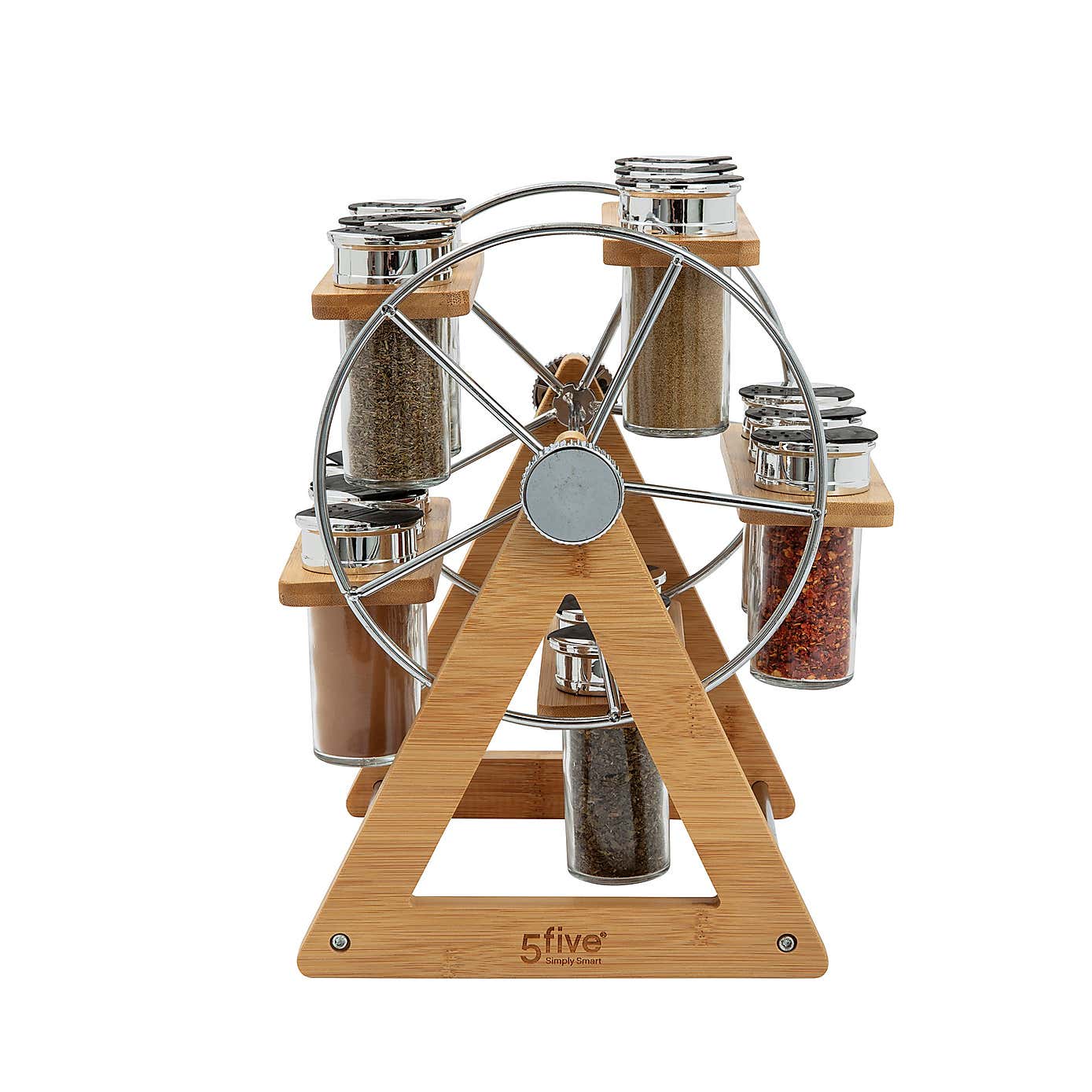 Bamboo 15 Jar Wheel Spice Rack Set