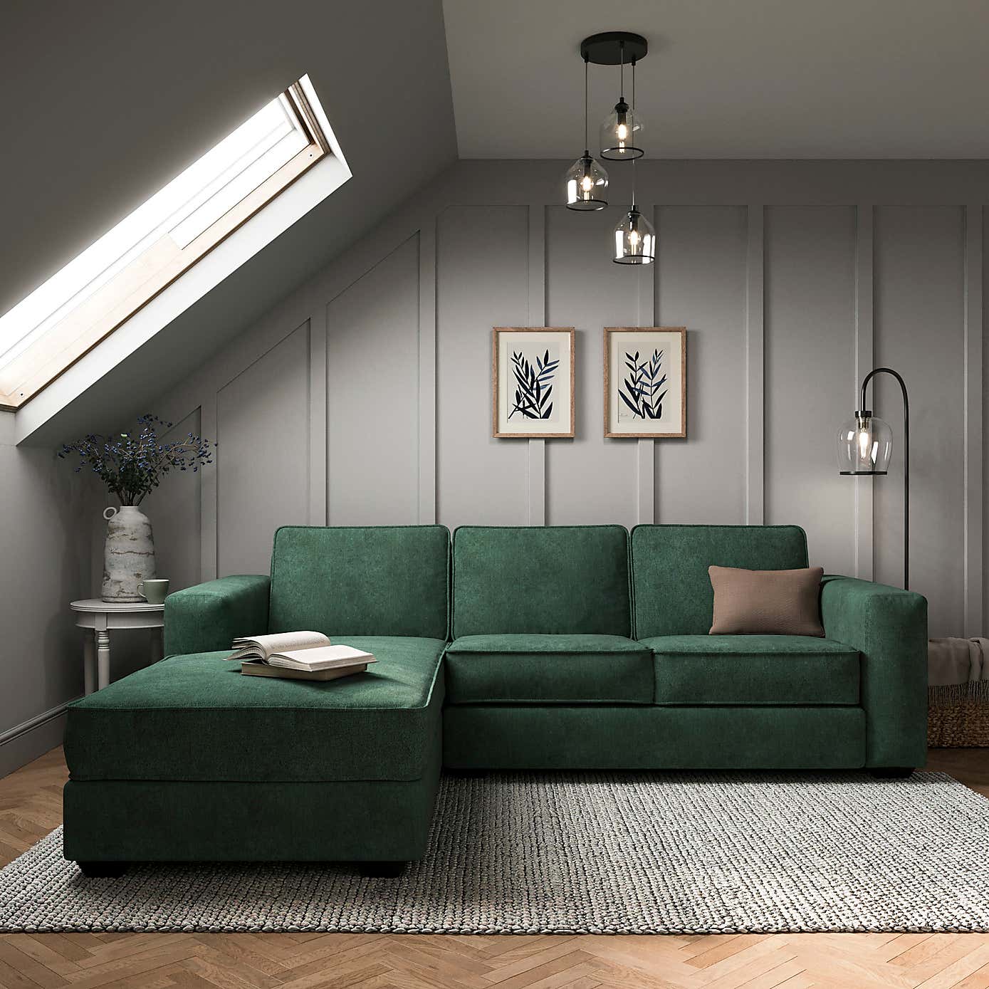 Claude Soft Tonal Chenille Corner Chaise Sofa