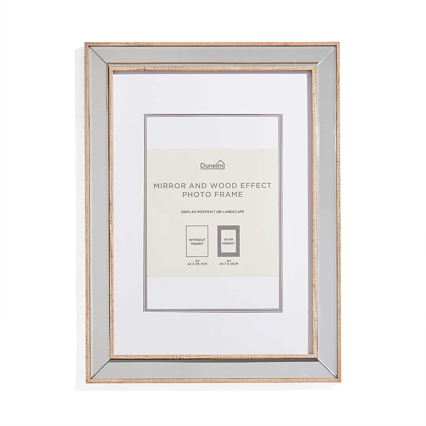 Mirror and Wood Effect Photo Frame