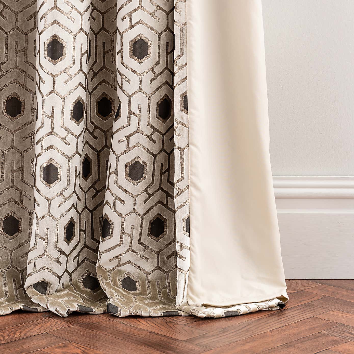 Geo Cut Velvet Eyelet Curtains
