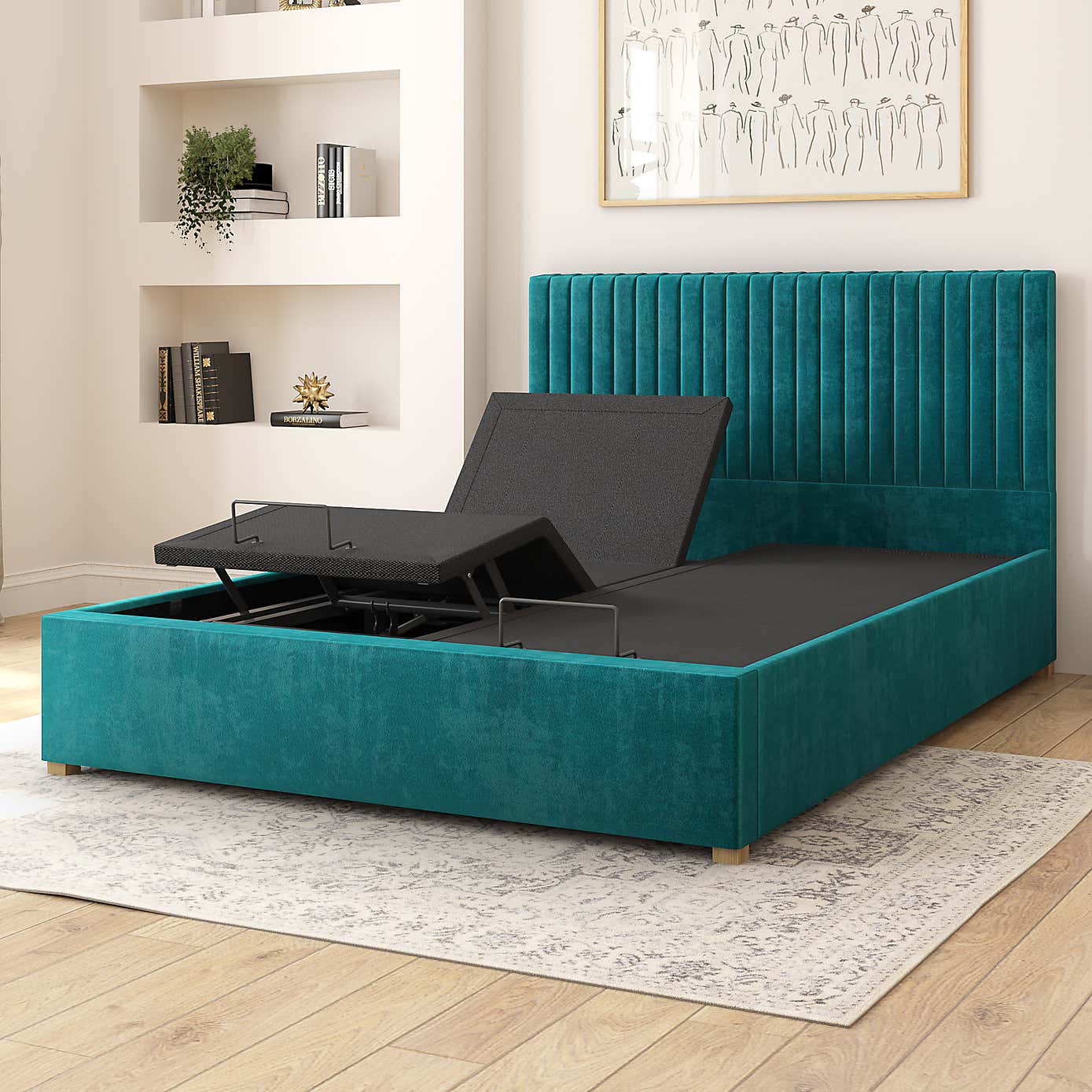 Grant Plush Velvet Adjustable Bed