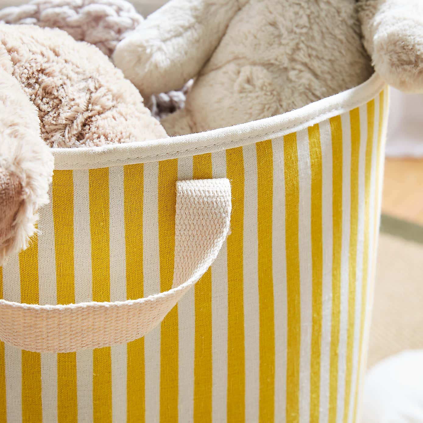 Kids Fabric Mushroom Stripe Toy Storage Bag