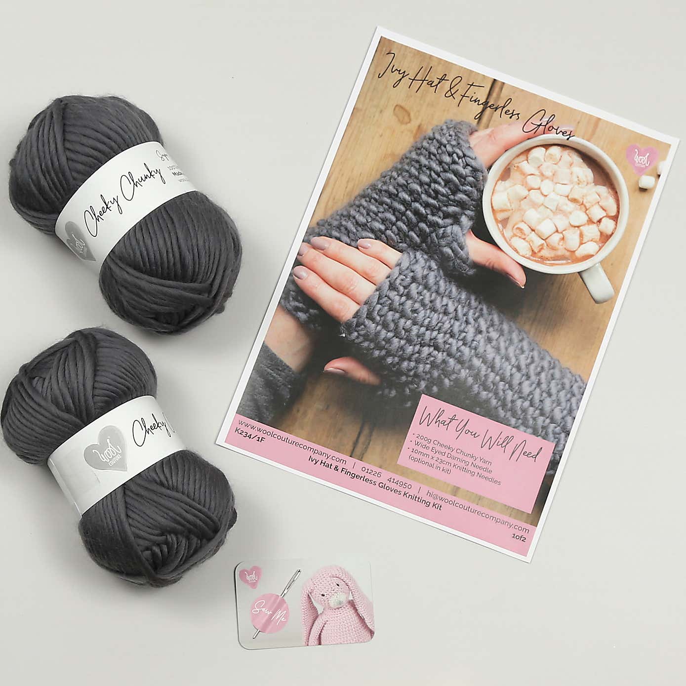 Wool Couture Ivy Hat and Fingerless Gloves Knitting Kit