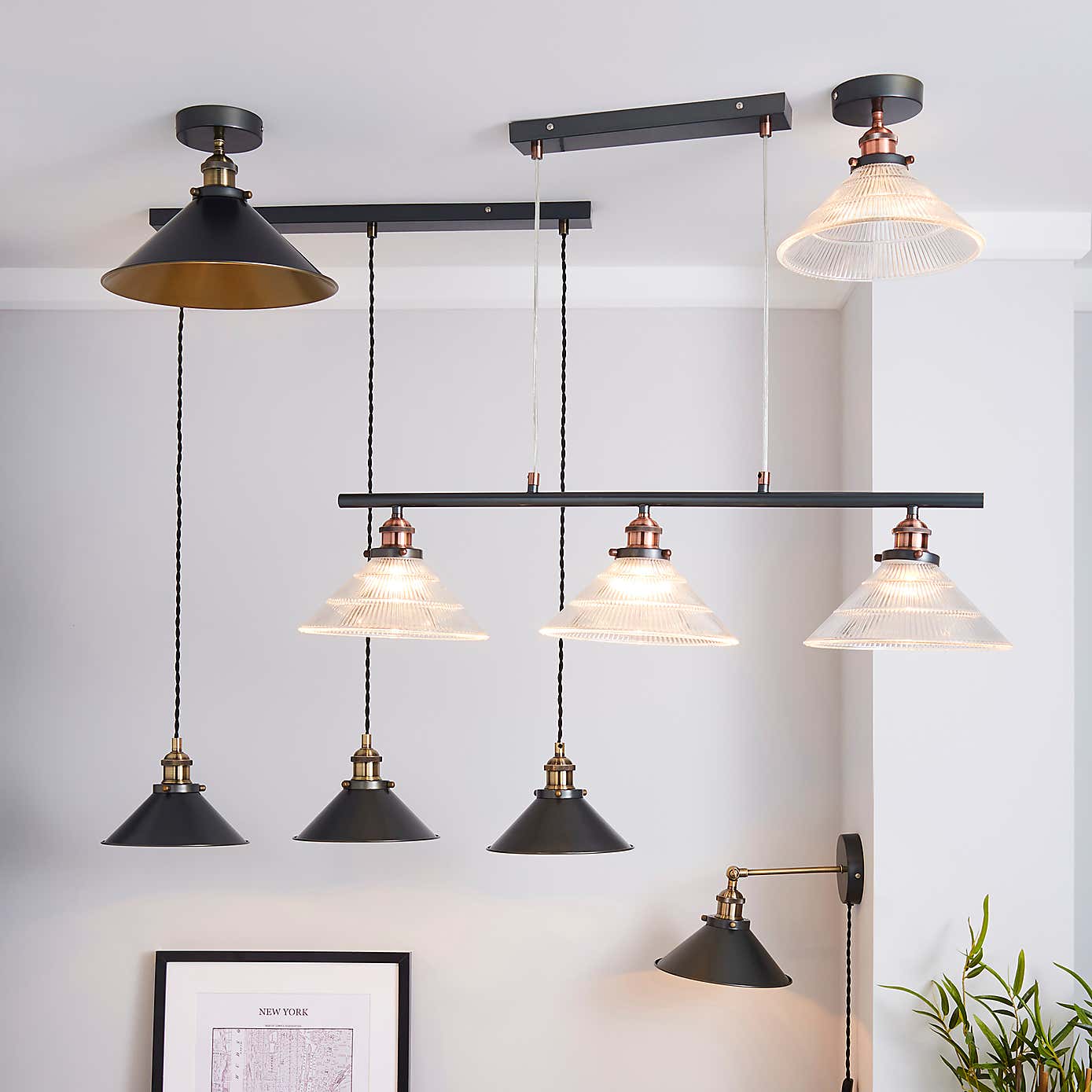 Logan Grey Industrial Semi Flush Ceiling Light