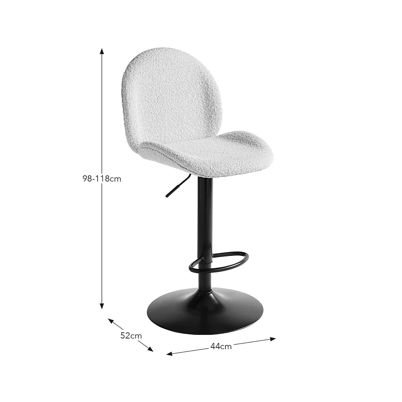 Jayde Adjustable Bar Stool, Boucle