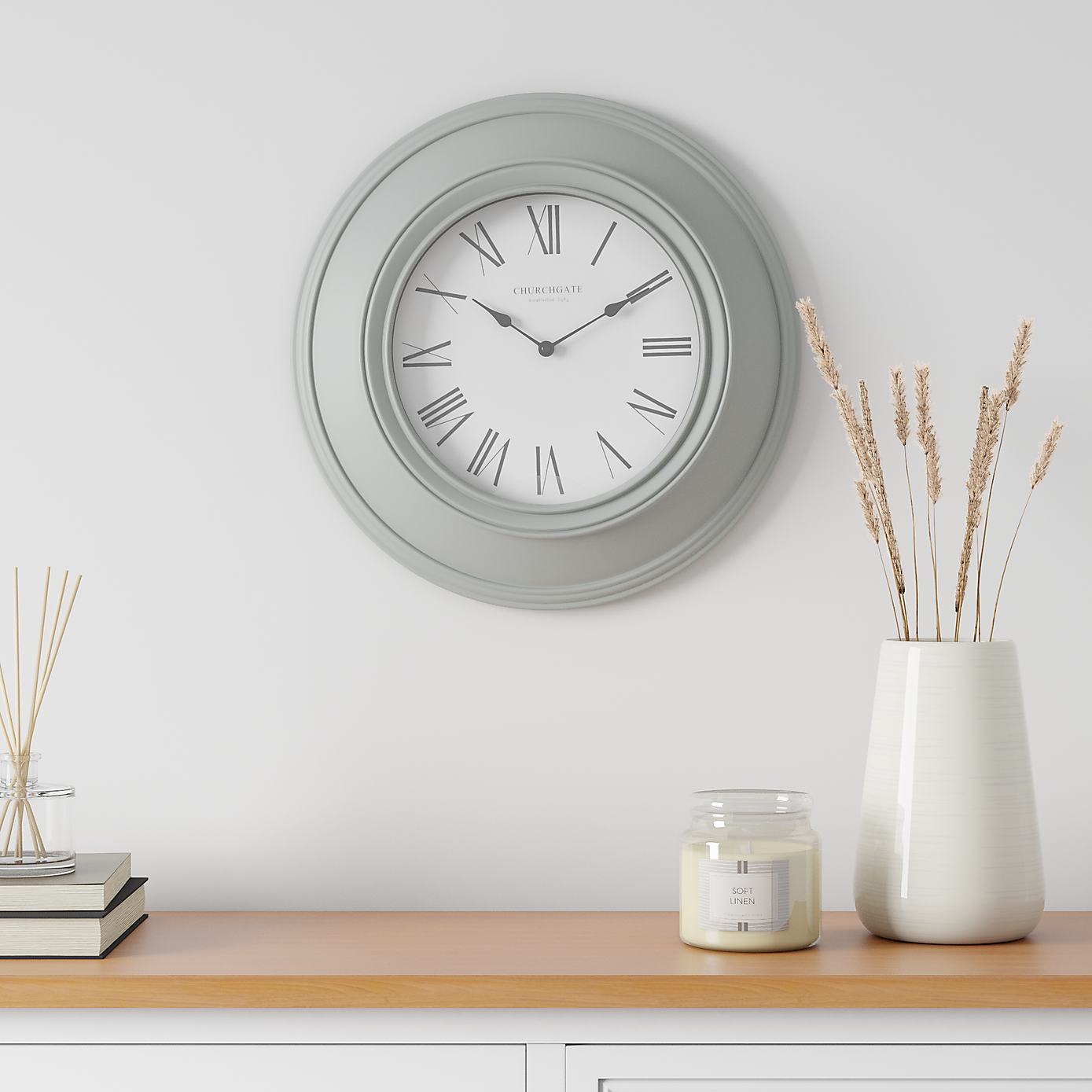 Light Grey Grantham Station 40cm Wall Clock