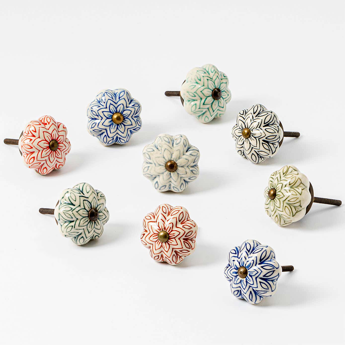 Pack of 6 Nicola Spring Floral Drawer Knobs