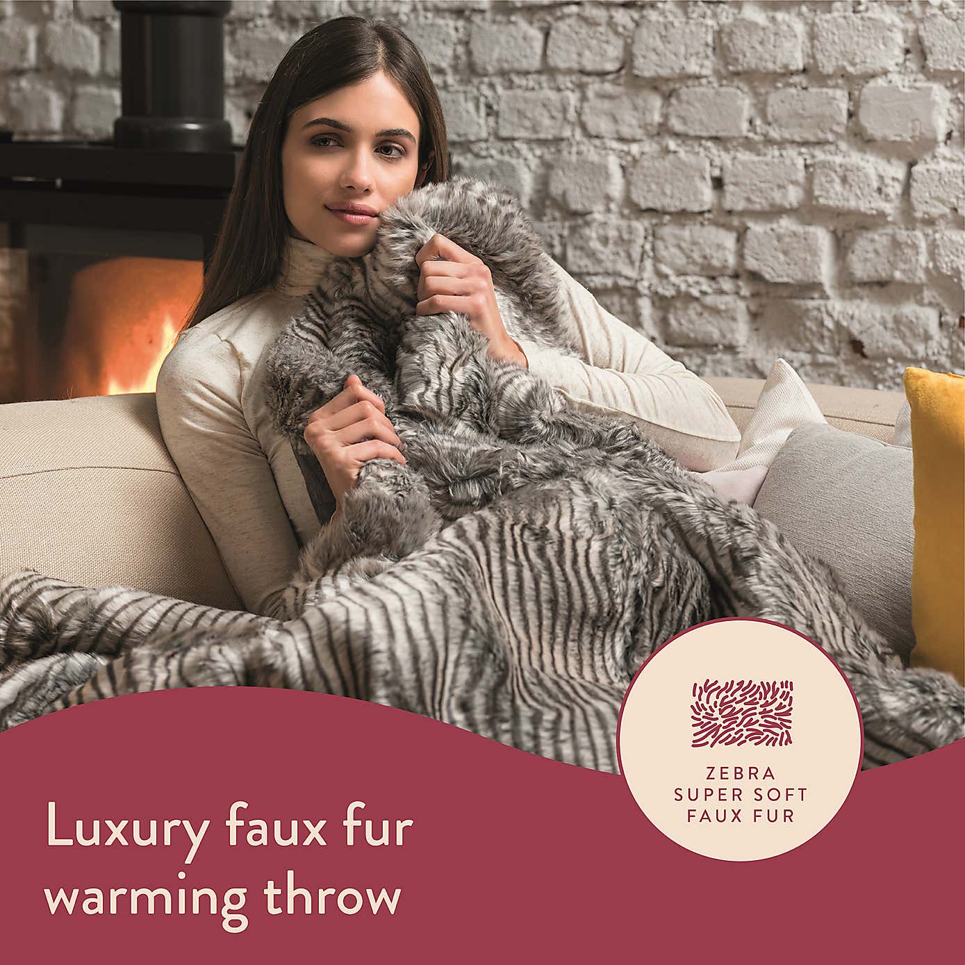 Dreamland IntelliHeat Zebra Throw