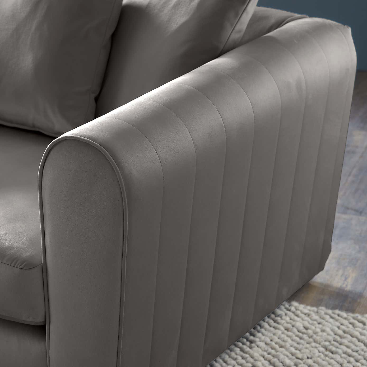 Blake Opulent Velvet Curved Quilted Arm Corner Sofa