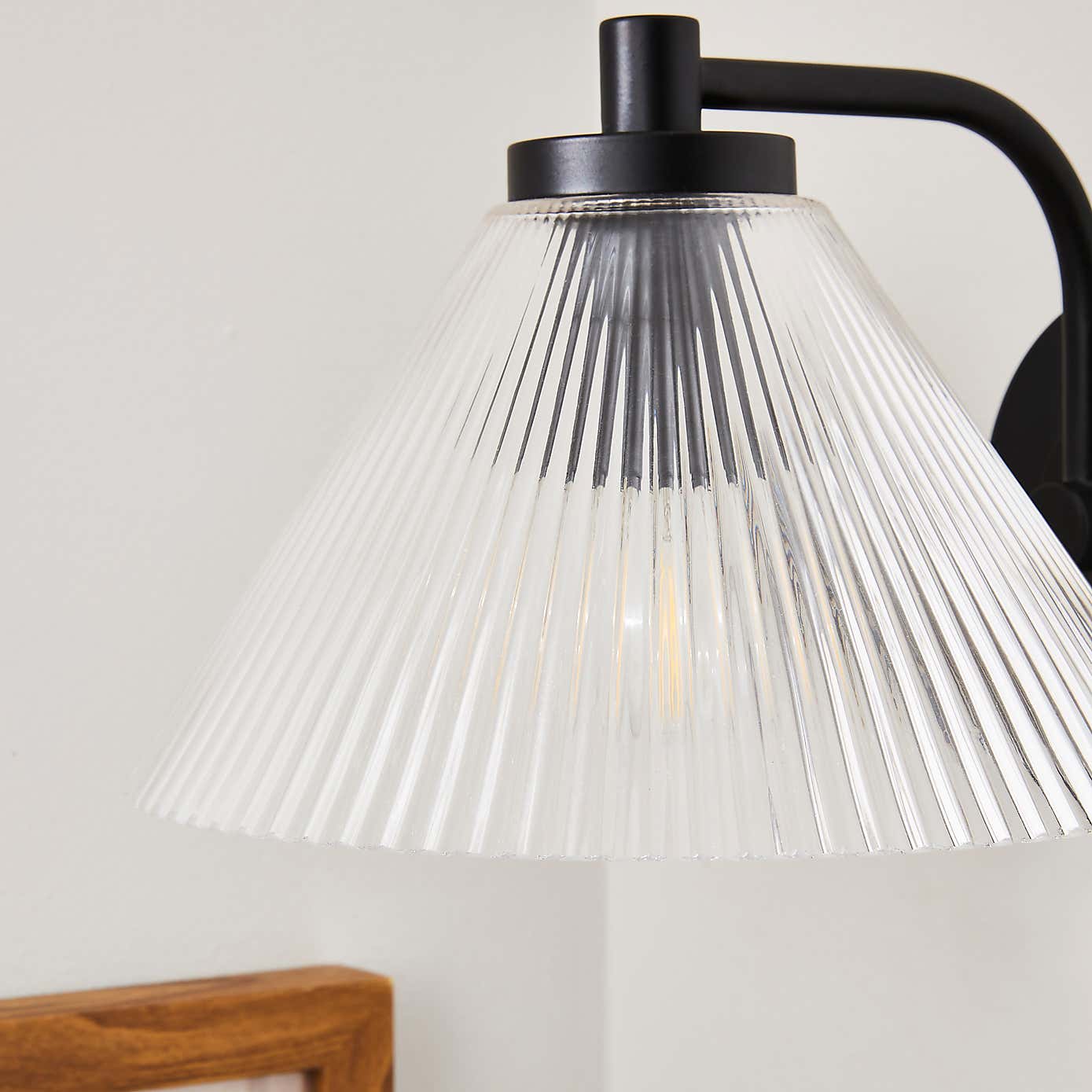 Ezra Ribbed Glass Wall Light