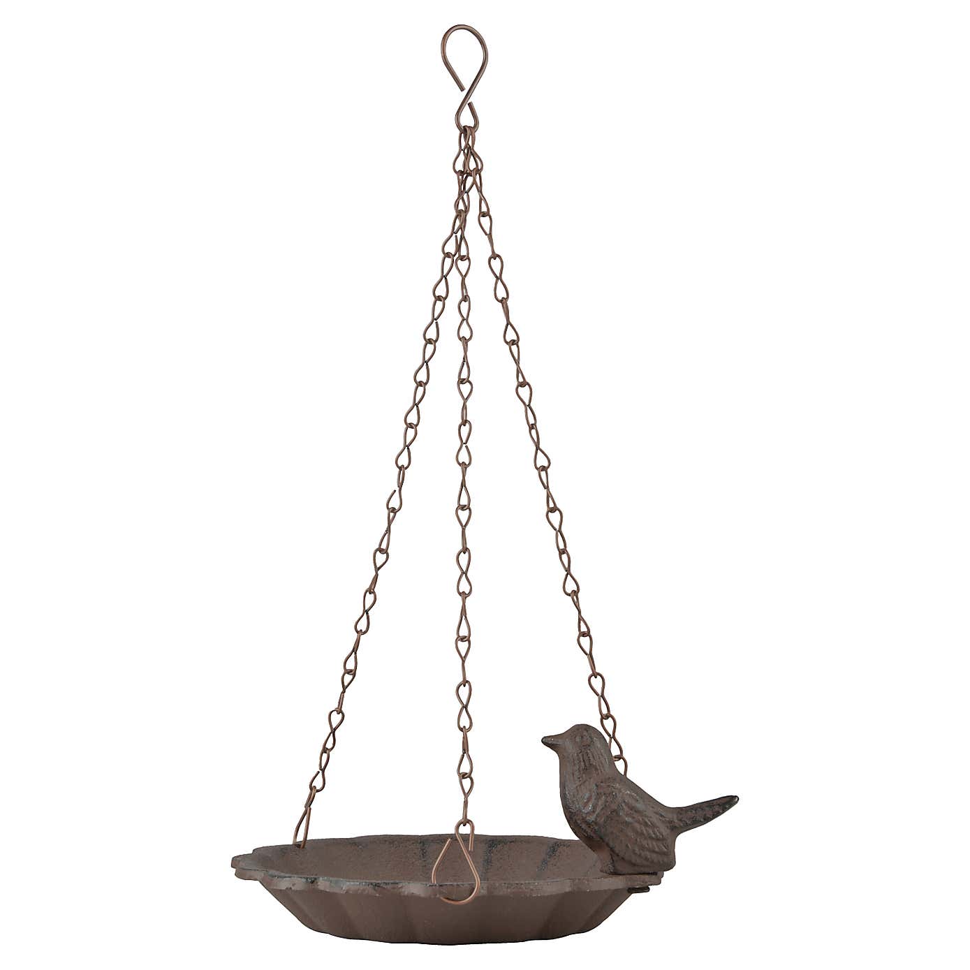 Fallen Fruits Hanging Cast Iron Bird Bath with Bird
