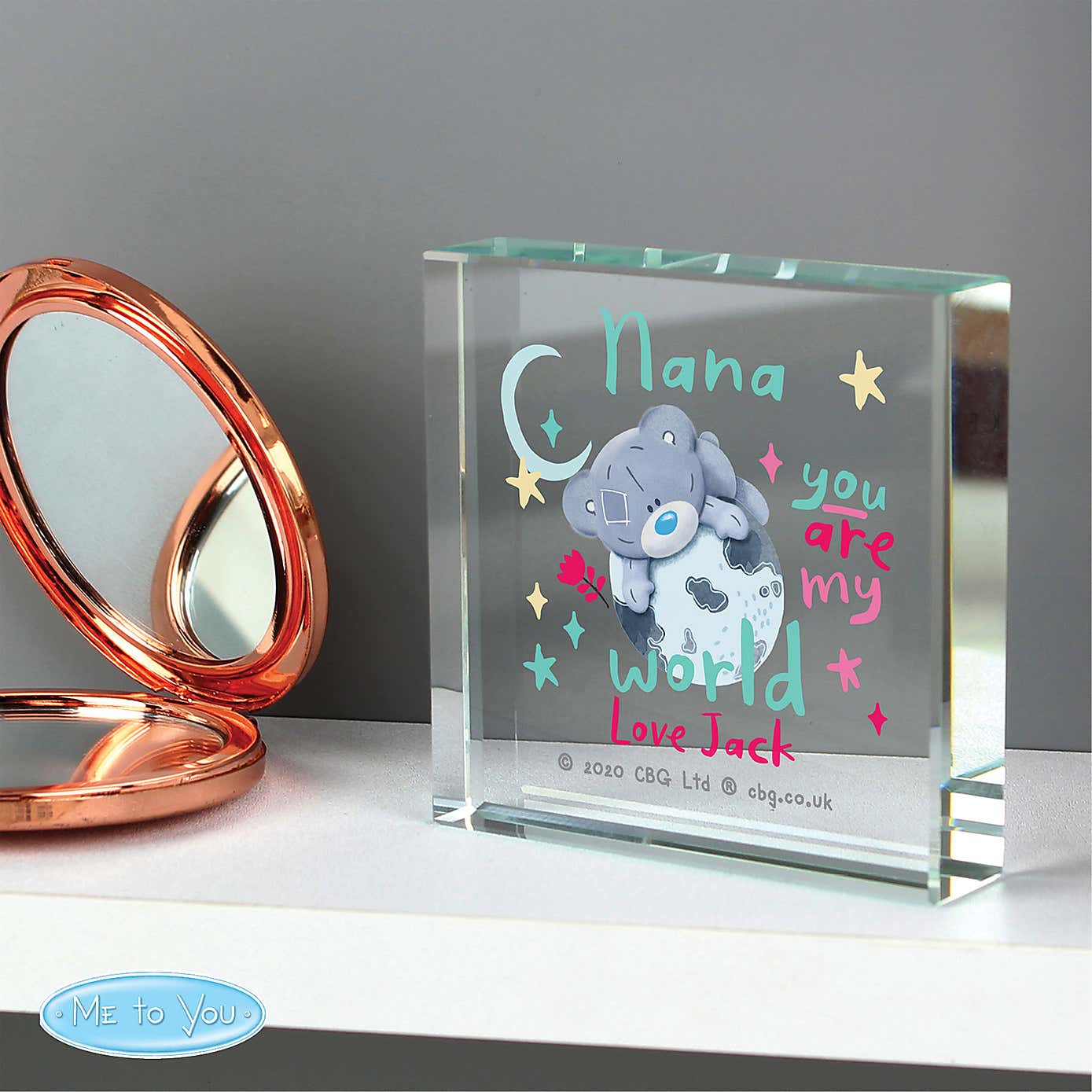 Personalised You Are My World Me To You Crystal Token