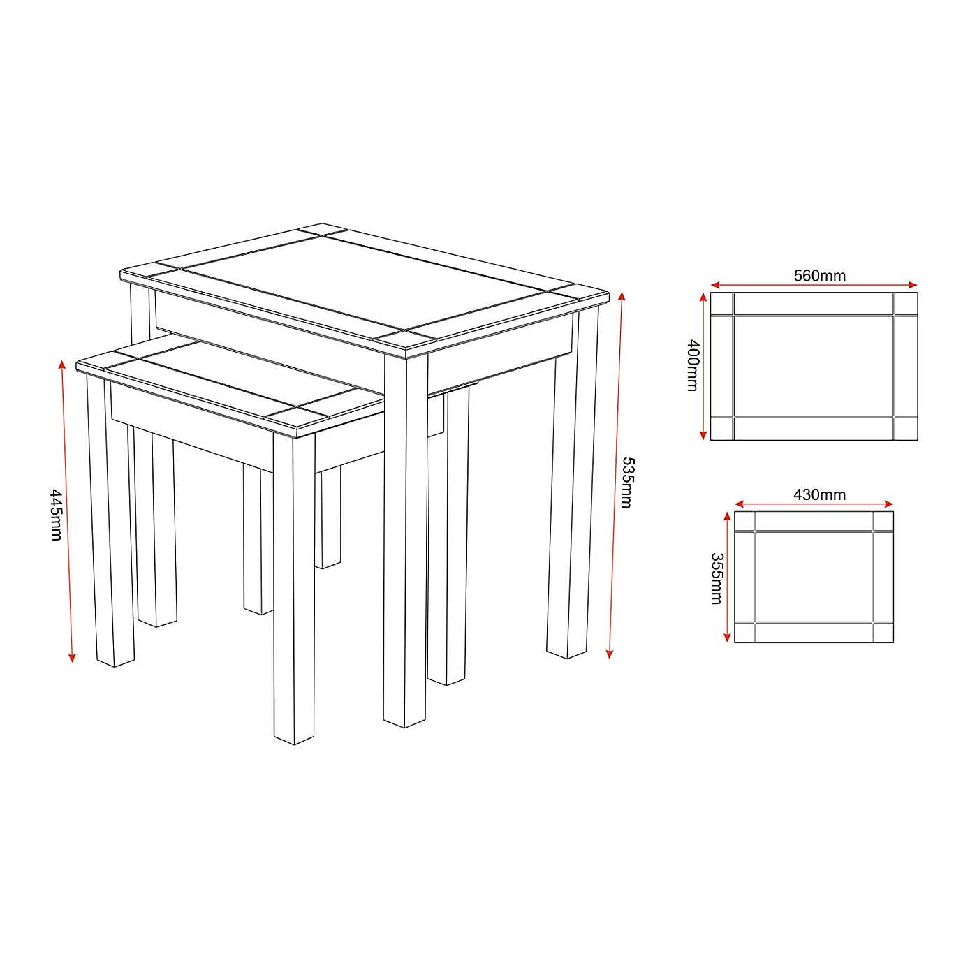 Panama Pine Nest of 2 Tables