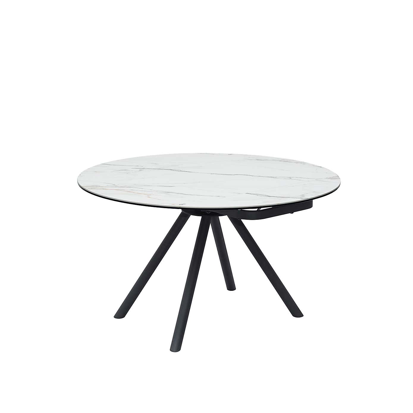 Indus Valley Camden 4-6 Seater Extendable Round Dining Table With 4 Aura Chairs