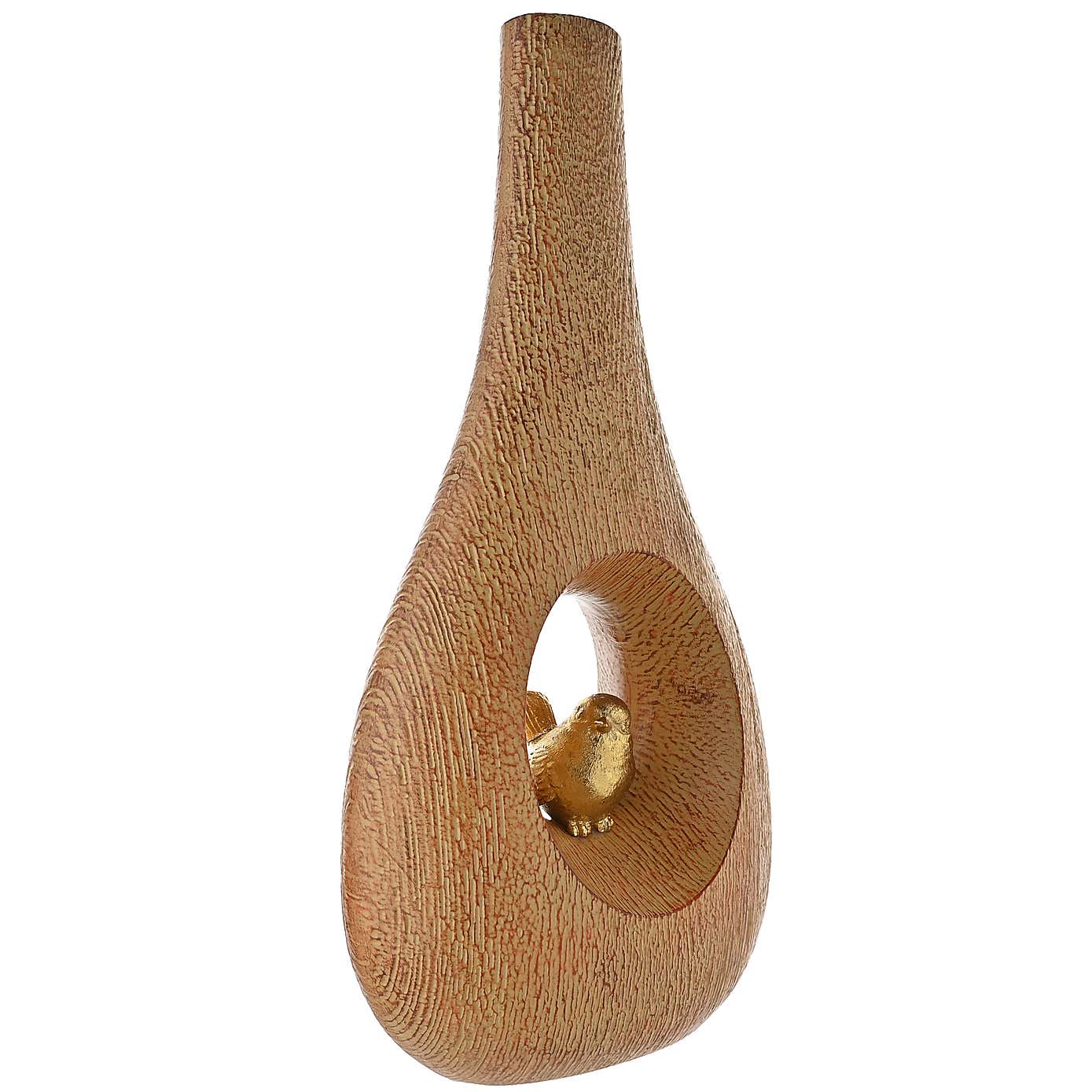 Hestia Bird Wood Effect Vase