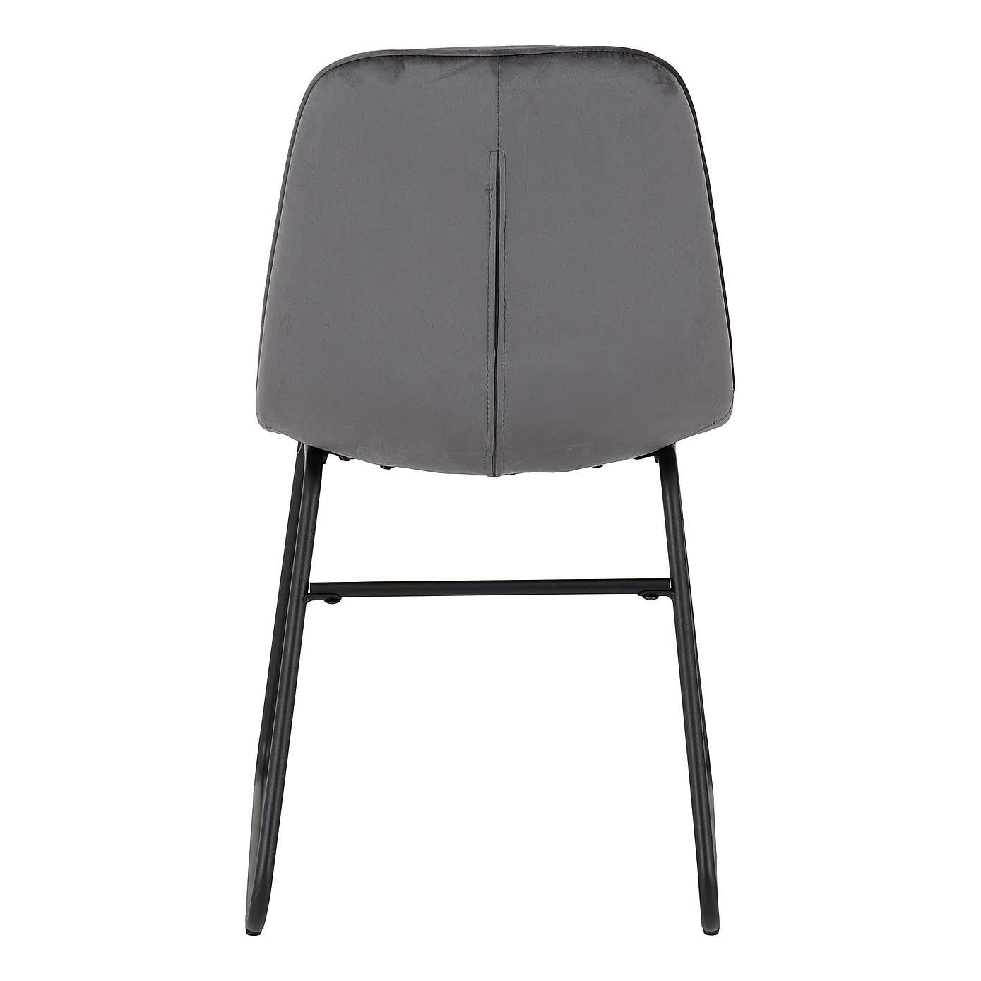 Lukas Set of 2 Dining Chairs Grey Velvet
