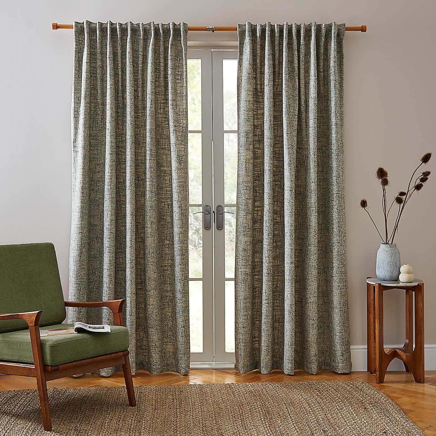 Cohen Unlined Pencil Pleat Curtains