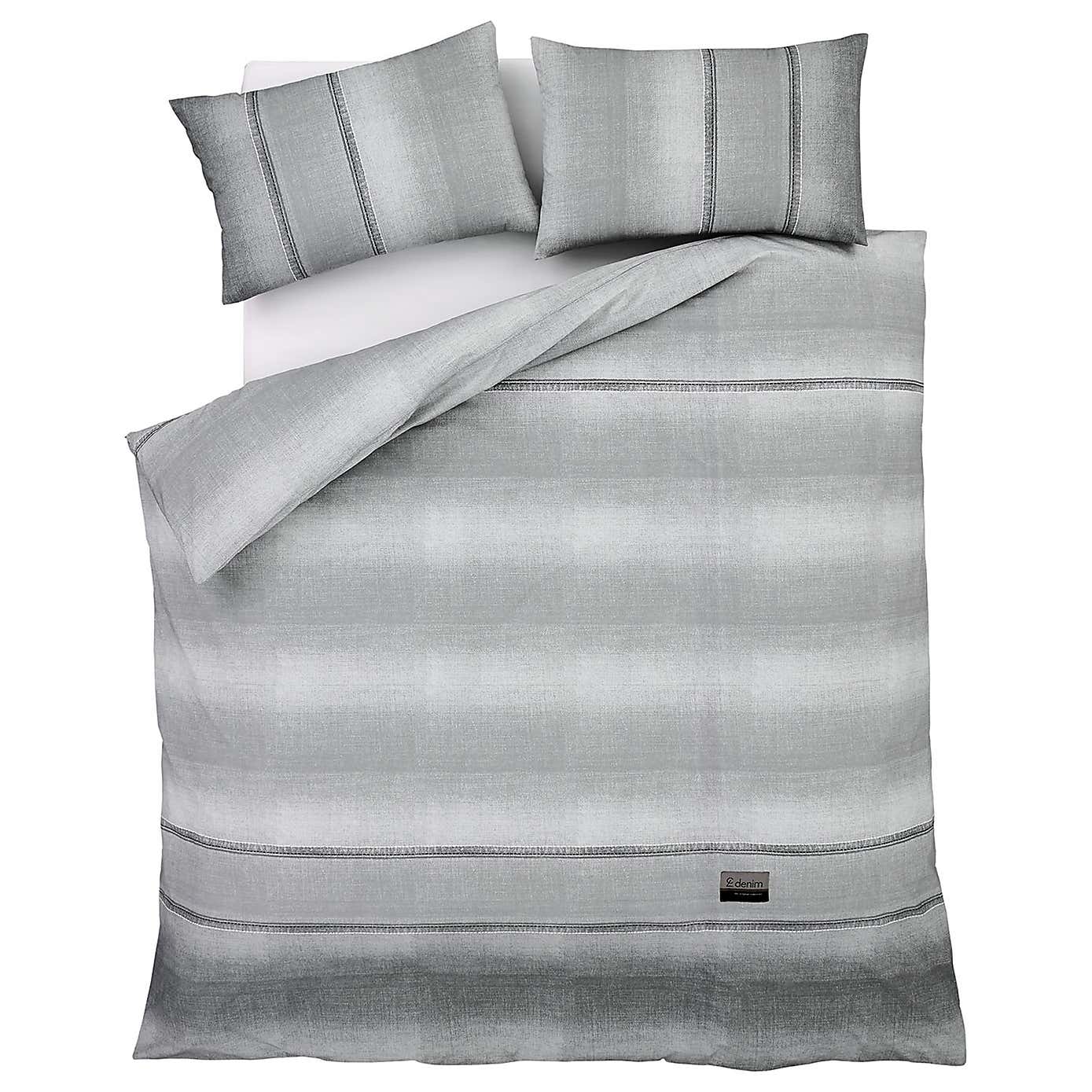 Catherine Lansfield Denim Grey Duvet Cover and Pillowcase Set