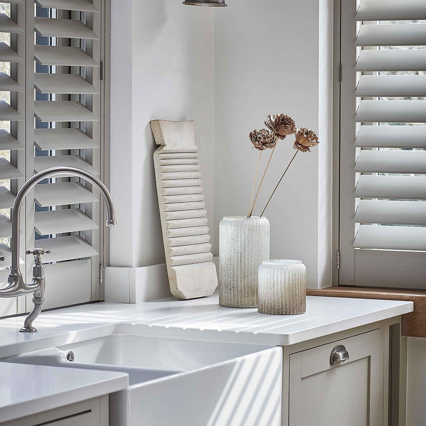 Verre Ribbed Tall Frosted Glass Vase