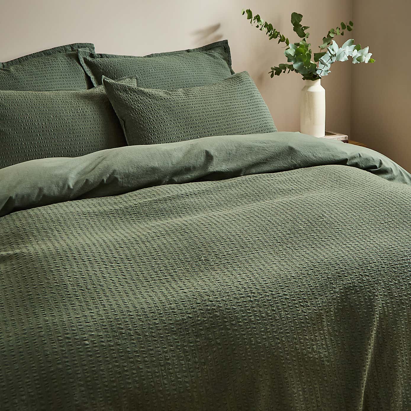 EL Seersucker Woven Cotton Duvet Cover & Pillowcase Set