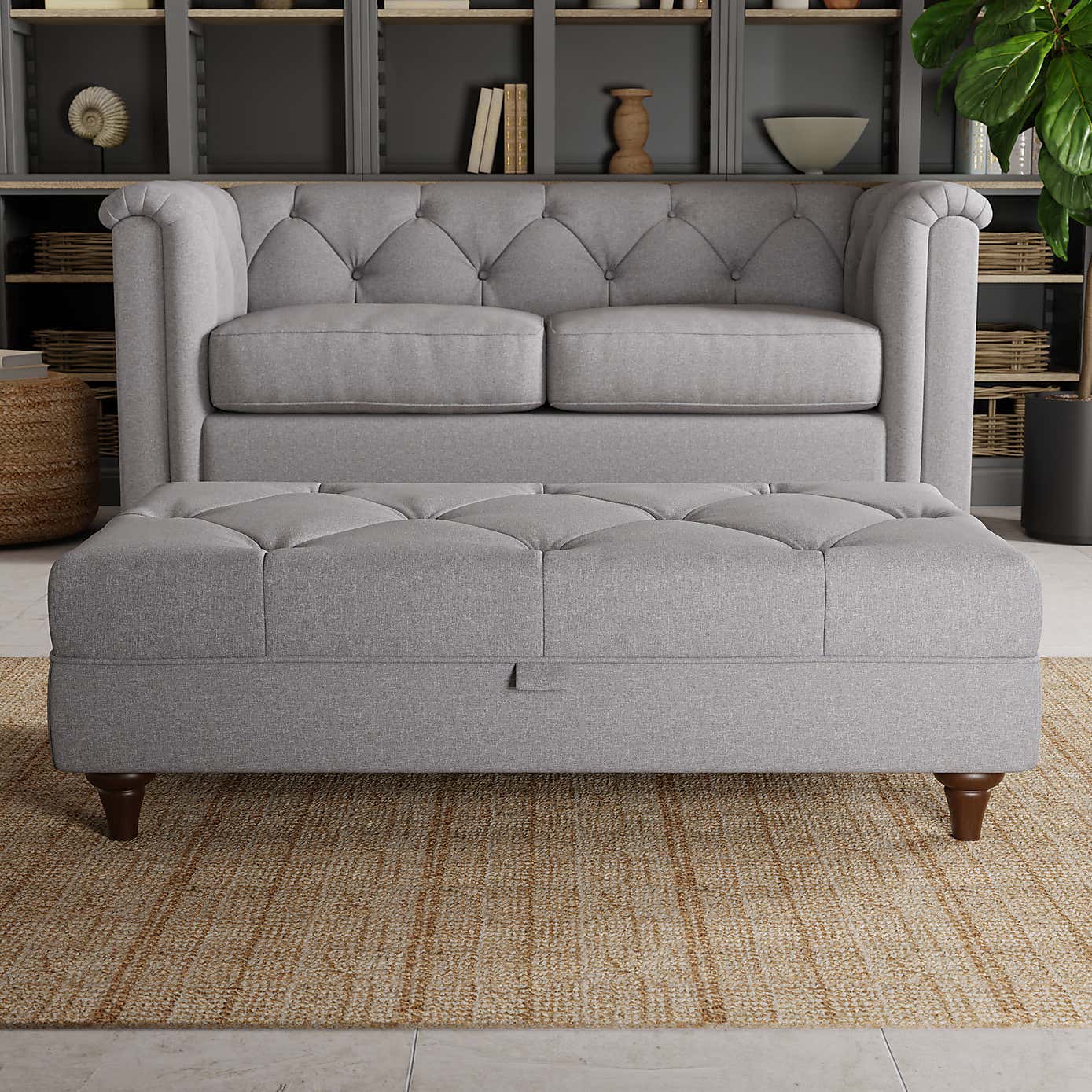 Chesterfield Soft Texture Storage Footstool