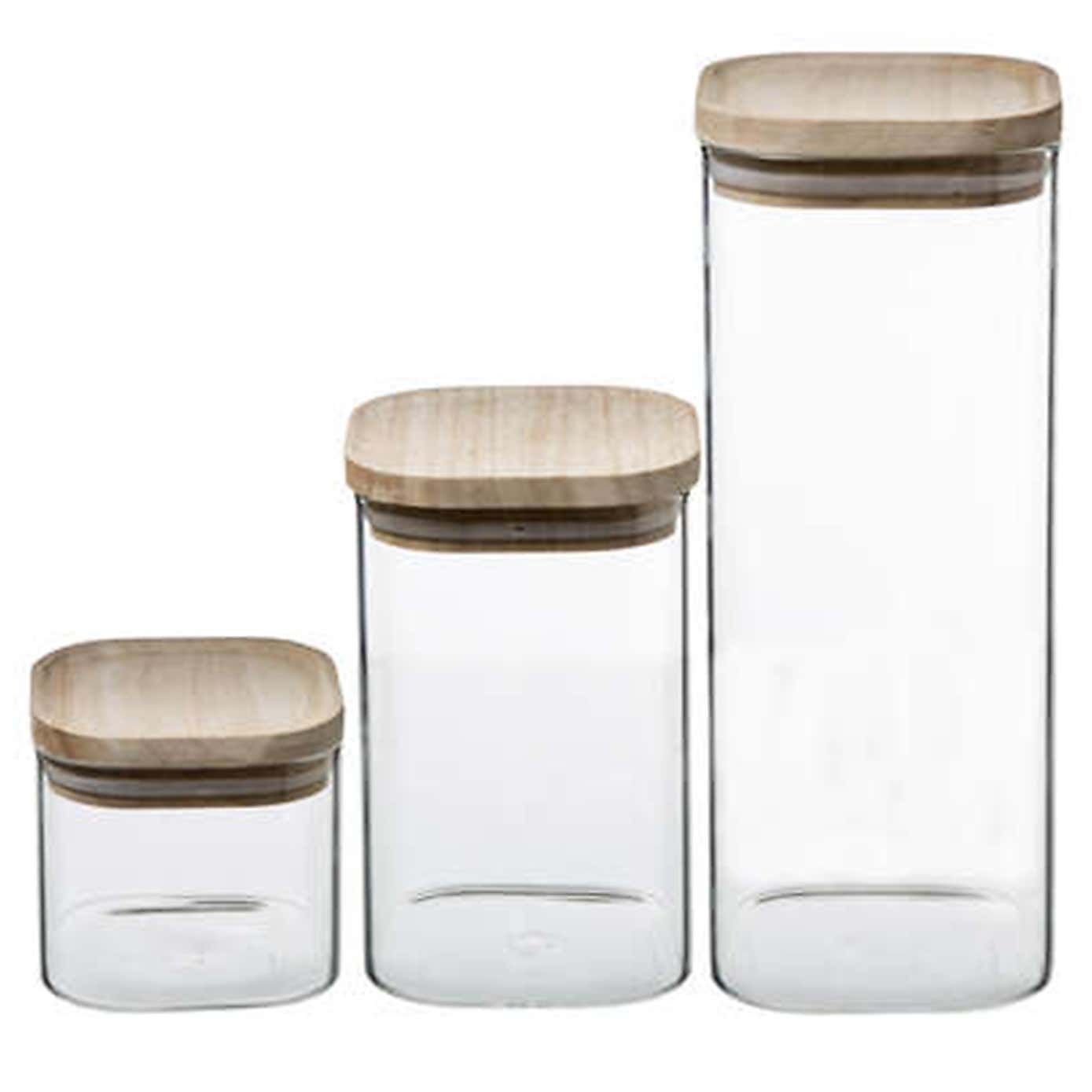 Set of 3 Stacking Glass Storage Jars