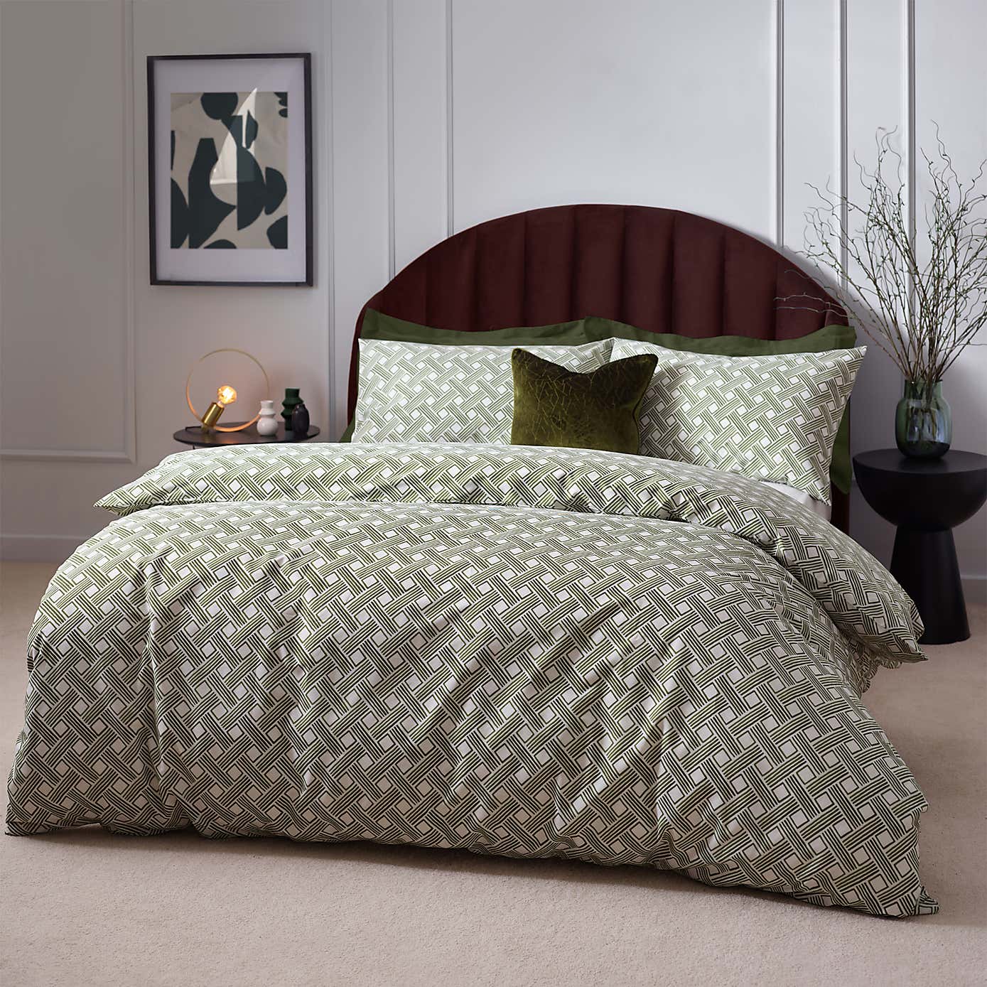 HÖEM Alexa Cotton Rich Duvet Cover & Pillowcase Set, Green