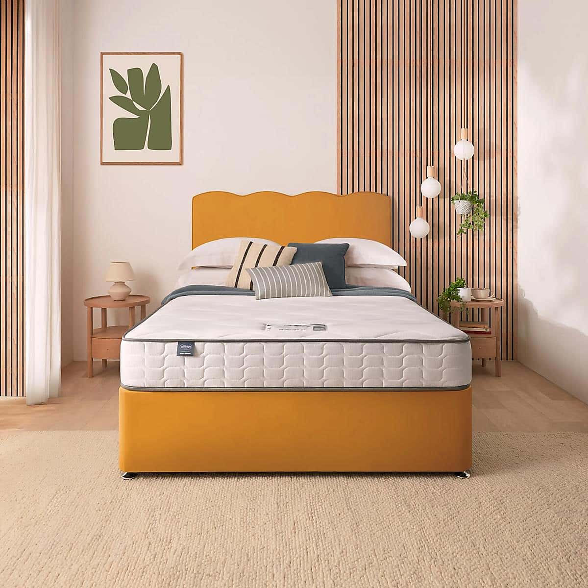 Silentnight 2 Drawer Divan Bed With Velvet Wave Headboard