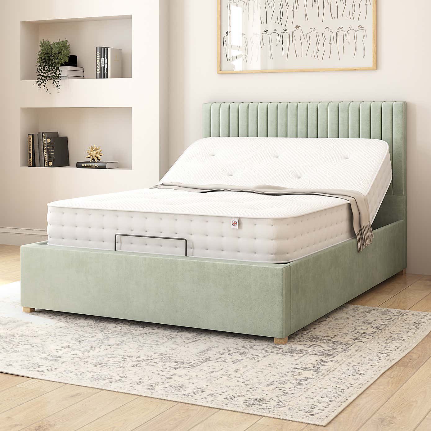 Grant Plush Velvet Adjustable Bed