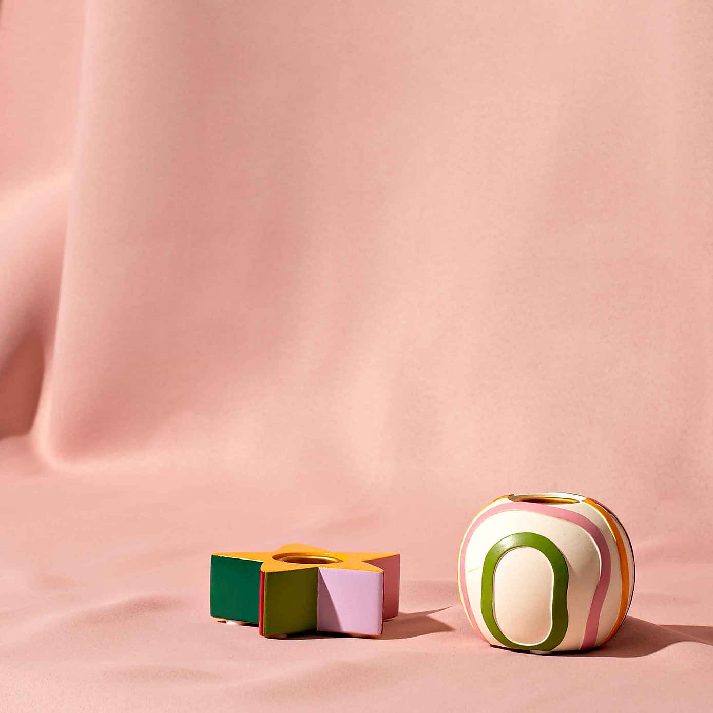 Raspberry Blossom Set of 2 Candlestick Holders