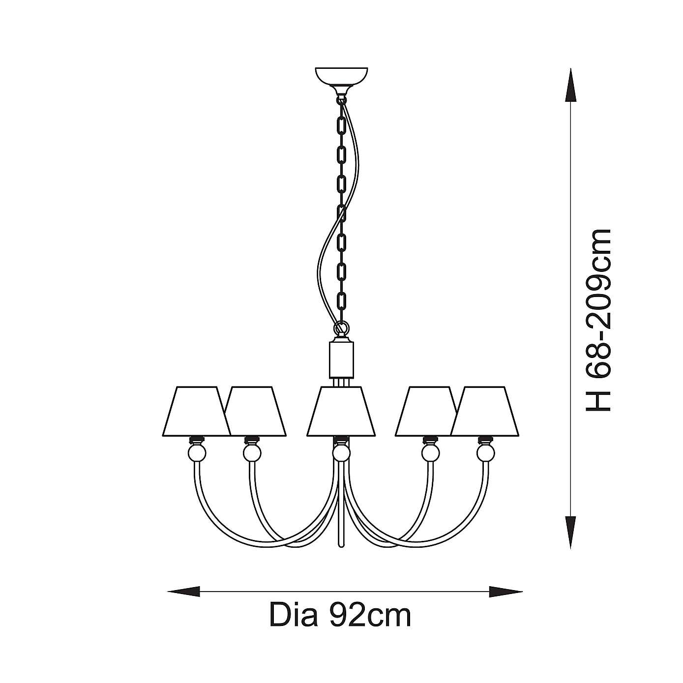 Vogue Javier 5 Light Adjustable Curve Pendant Light with Grey Zigzag Lamp Shades