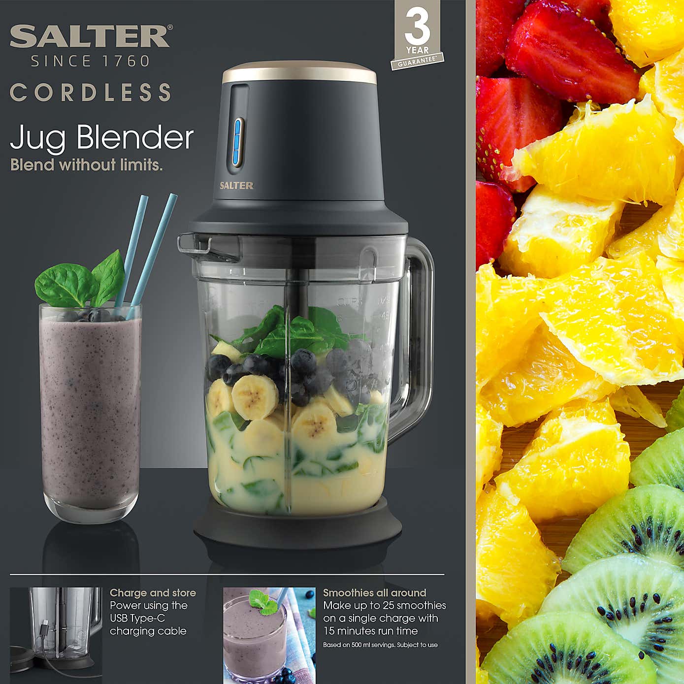 Salter Cordless Jug Blender Grey