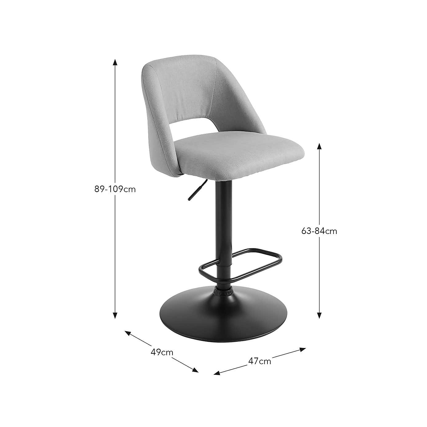 Jonas Adjustable Height Bar Stool, Fabric