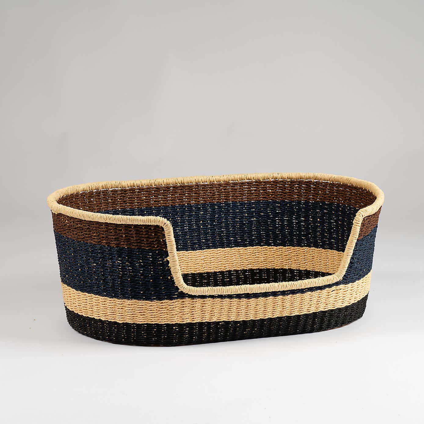 Navy and Brown Stripe Woven Pet Bed