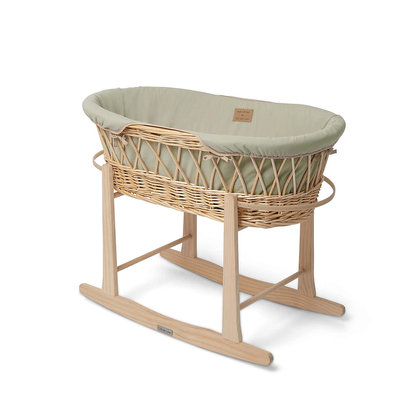 Clair de Lune Organic Wicker Moses Basket With Natural Rocking Stand