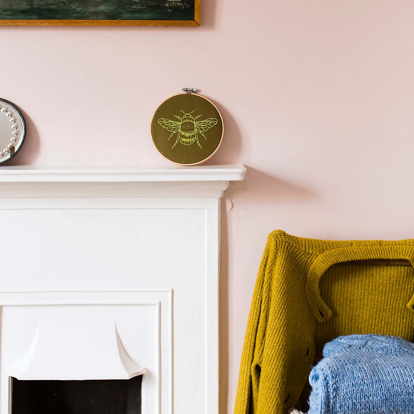 Cotton Clara Bee Khaki Embroidery Hoop Kit